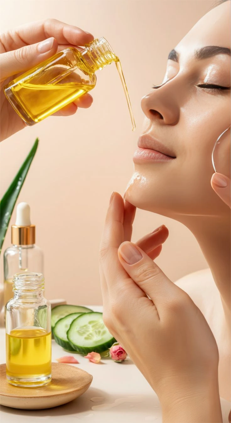 Glowing Skin Ritual with Natural Facial Oil & Cucumber 🌿✨